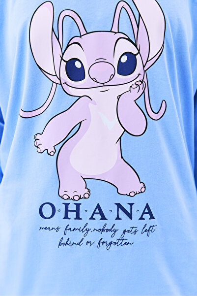 Penti Stitch Ohana Pantolon Açık Mavi Pijama Takımı - Stitch Koleksiyonu