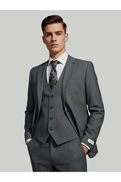 HERMOSE Mavi Yelekli Takım Elbise Modern Fit