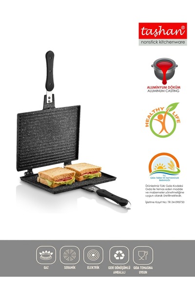 TAŞHAN Ocak Üstü Maksi Döküm Tost Makinesi Maksi Lüks Tost