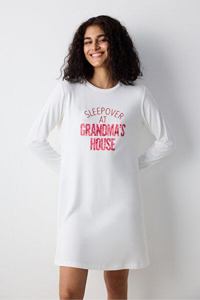 Penti Çiçekli Kırık Beyaz Elbise