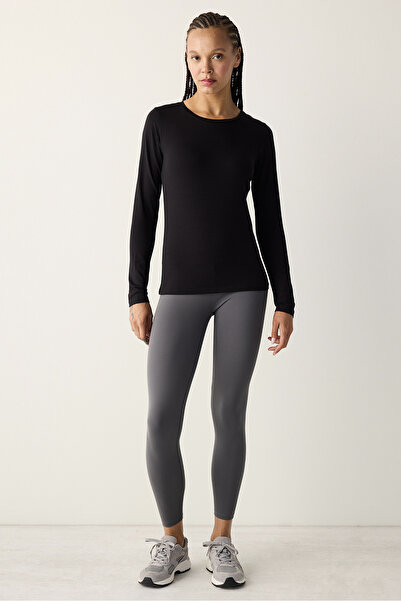 Penti Bavlněný černý základní top s dlouhým rukávem