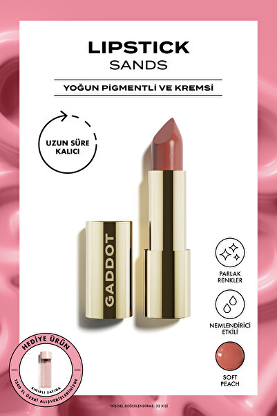 Gaddot Sands - Nemlendirici Parlak Şeftali Ruj - Tek Sürüşte Yoğun Renk
