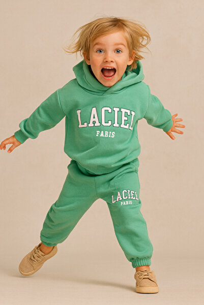 minibambi Set de trening pentru fete cu glugă LAci'el Paris Summer Written Sw...