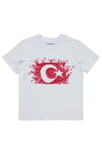 Civil Boys تي شيرت برسومات العلم مطبوع للأعمار من 3 إلى 7 سنوات - أبيض للأعما...