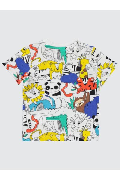 Civil Boys Cute Amazon Animals Print 2-5 Years Old T-Shirt - White 5-6 Years Old