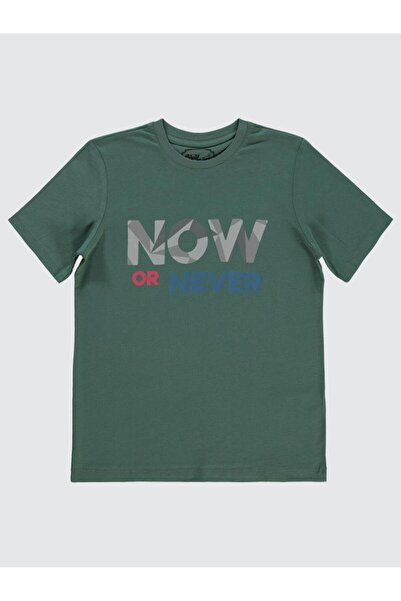 Civil Boys تي شيرت للأولاد 10-13 سنة كاكي داكن