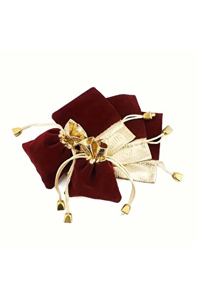 ACAR TAKI HEDİYELİK KADİFE TAKI ÇANTASI, KESE -BORDO RENK (ADET FİYATIDIR) AC...