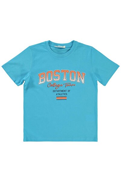 Civil Boys Tricou cu imprimeu Boston pentru copii 6-9 ani - Albastru 9-10 ani