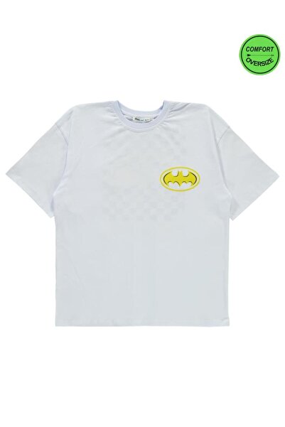 Batman تي شيرت داما مطبوع - أبيض 10-11 سنة