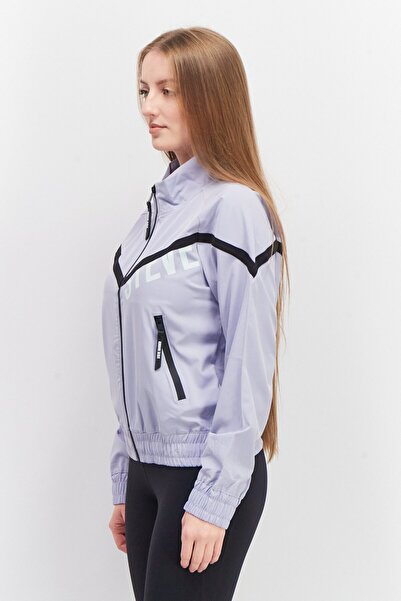 Steve Madden Women High Neck Brand Logo Windbreaker Jacket, Lilac