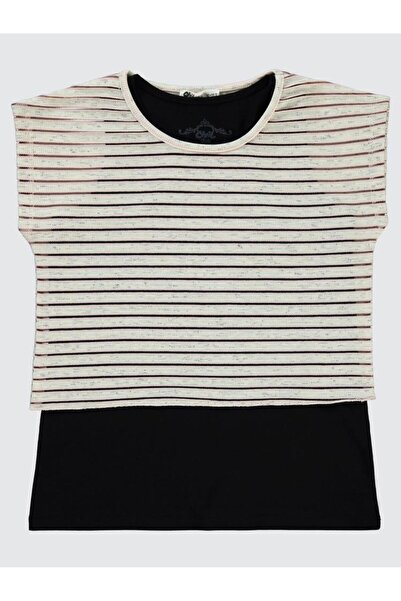 Civil Girls Μπλουζάκι με ρίγες από τούλι για 10-13 ετών - Μαύρο 13-14 ετών