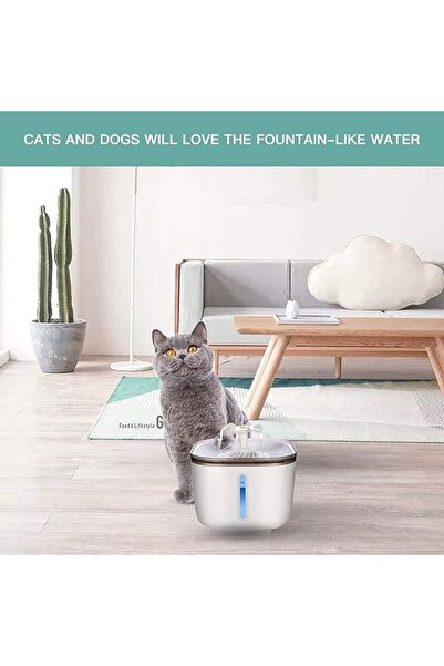 fulina 2L Automatic Pet Cat Water Fountain with LED Water Level Display Dog Cats Pets Noise-free Drinker Fe
