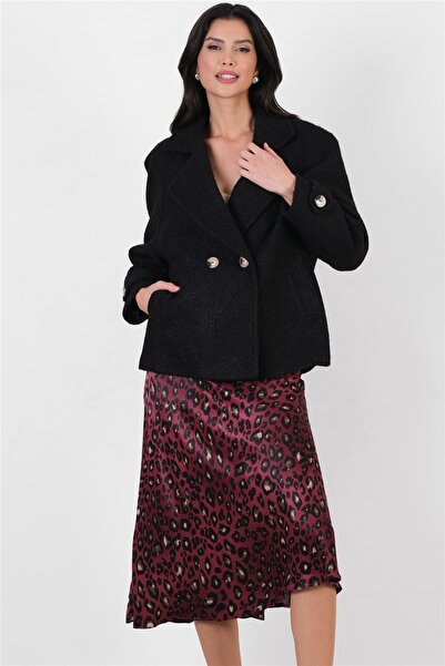 Spazio Efrikian Kruvaze Yandan Cepli Salaş Kaban SİYAH