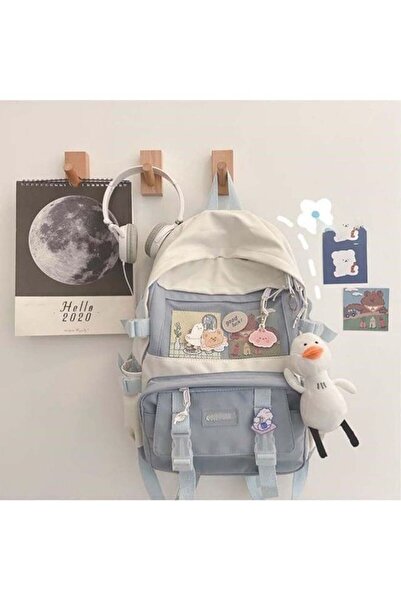 fulina Cute Backpack with Cute Pin Accessories Plush Pendant for School Bag Student Girl Backpack