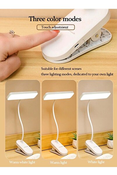 fulina 3 Modes Touch Dimming USB Dimming Clip Table Lamp Student Light ,Desk Lamp Battery Operated