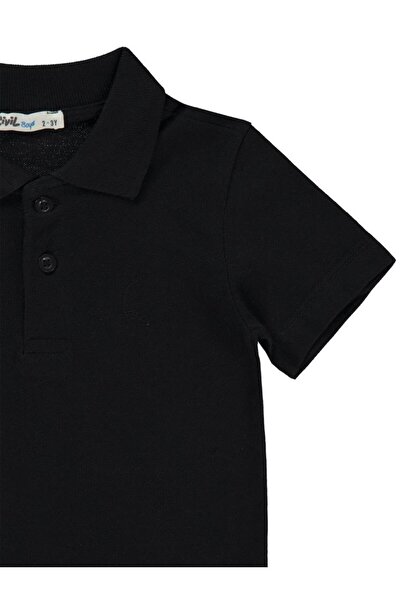 Civil Boys Sailboat Embroidered Lakos T-Shirt for Ages 2-5 - Black 4-5 Years Old