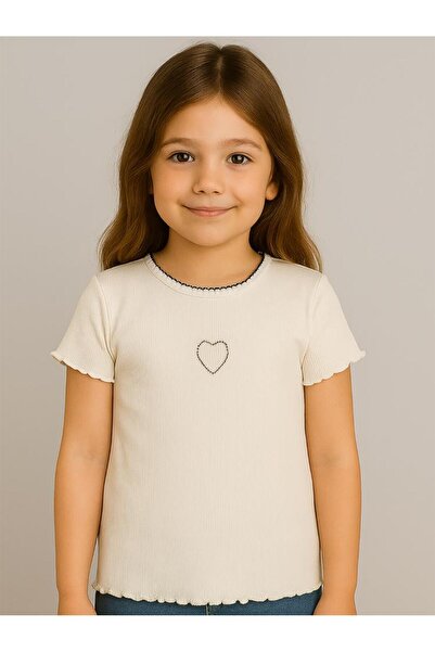 Civil Girls Heart Printed 2-5 Years Old T-Shirt - Ecru 2-3 Years Old