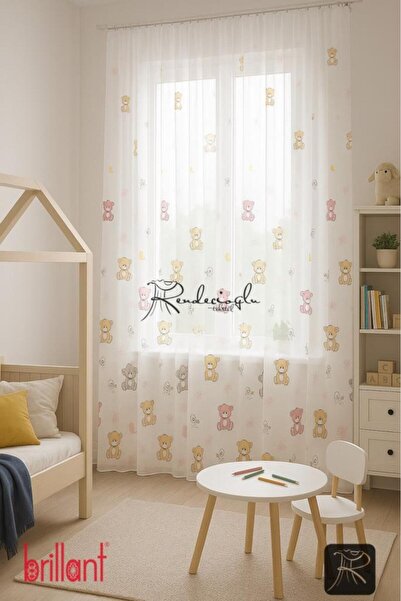 rendecioğlutekstil Tül Perde Brillant Ayıcık Desenli – Renkli ve Neşeli