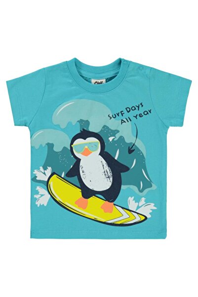 Civil Baby Surf Day's Baskılı 6-18 Ay Tişört - Mavi 9-12 Ay