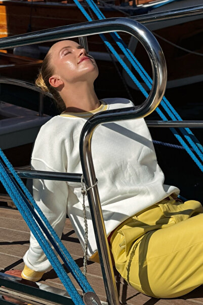 Le'Sluette Γυναικείο φούτερ oversized από βαμβακερό πλεκτό με λεπτομέρεια σε ...