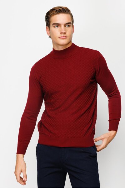 İgs MEN'S Claret Red Standard Half FISHER KNITWEAR