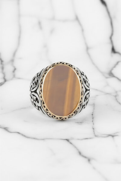 Takıdepo Kaplangözü Taşlı Gümüş Erkek Yüzük