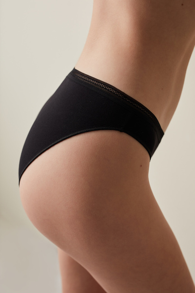 Penti Easy Pamuklu Trim Siyah Slip Külot