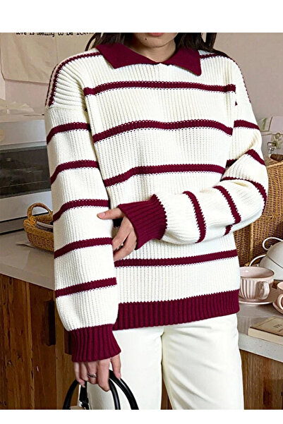 candybia سترة نسائية منسوجة بياقة بولو كبيرة الحجم من سيلانيك