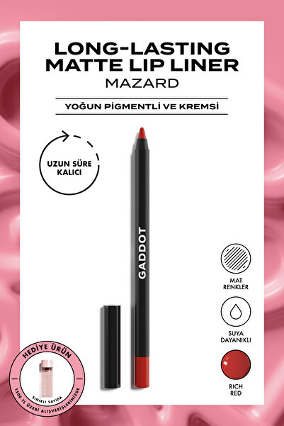 Gaddot Mazard - Kırmızı Mat Dudak Kalemi - Uzun Süre Kalıcı & Yüksek Pigmentli