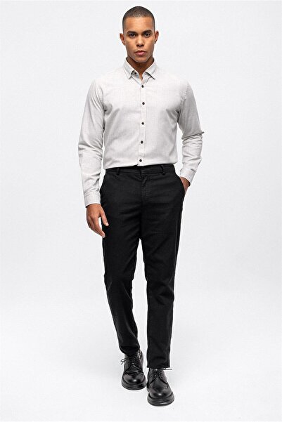 Back And Bond Black Smart Fit Cotton Elastic Waist Chino Trousers