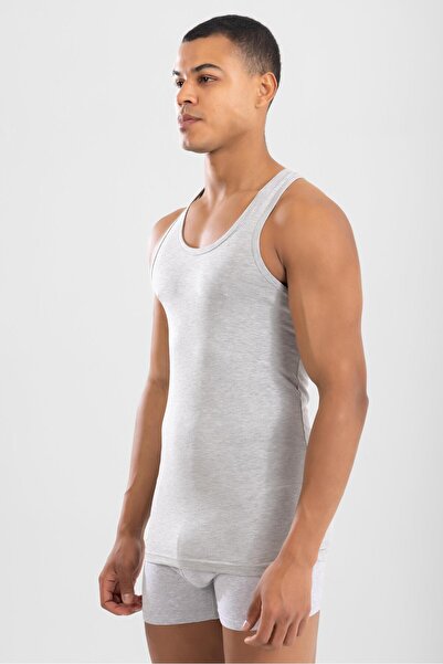 BAYKAR Erkek Sporcu Rambo Pamuklu Atlet Gri Melanj