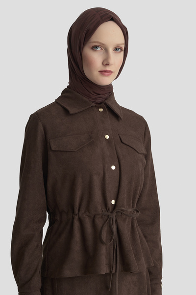 Armine Shirt Collar Lace-Up Snap Fastener Skirt Suit Lycra