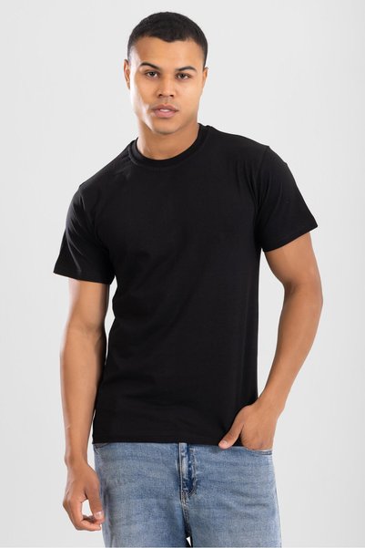 BAYKAR Men's Crew Neck Cotton Undershirt T-Shirt Black
