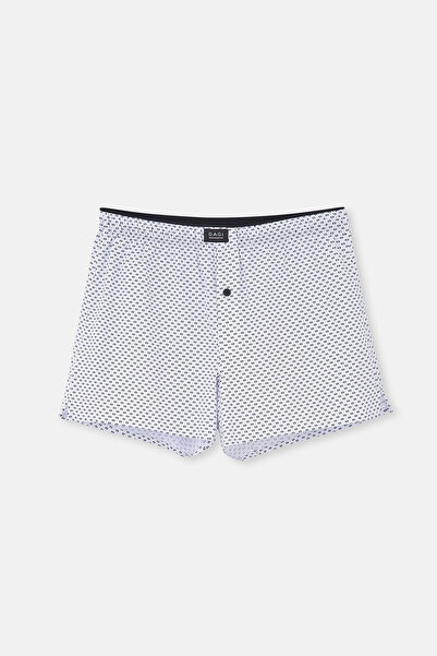 Dagi White Patterned Poplin Lyc Boxer