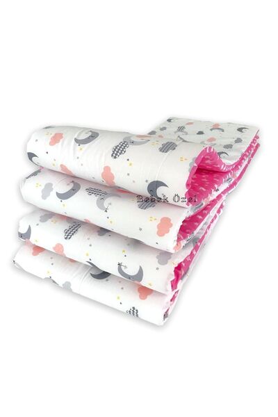 Bebek Özel مهد حماية لحواف سرير الأطفال مقاس 70 × 110 (4 قطع) بينك مون كلاود ...