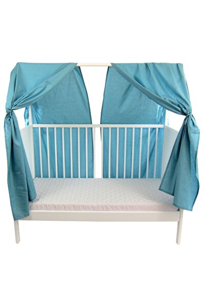 Primii Pasi Baby cot, house shape, canopy, 60x120 cm, solid beech wood structure