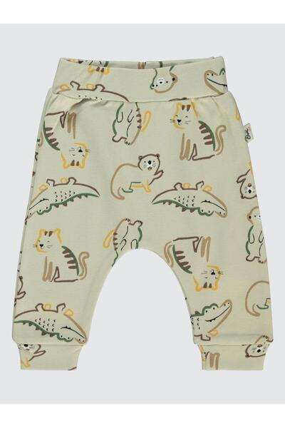 Civil Baby Renkli Hayvanlar Baskılı 6-18 Tek Alt Bebe - Hardal6-9 Ay