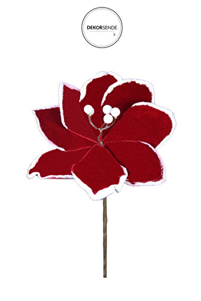 Dekorsende Velvet Ponsetia Pique Red 12 cm