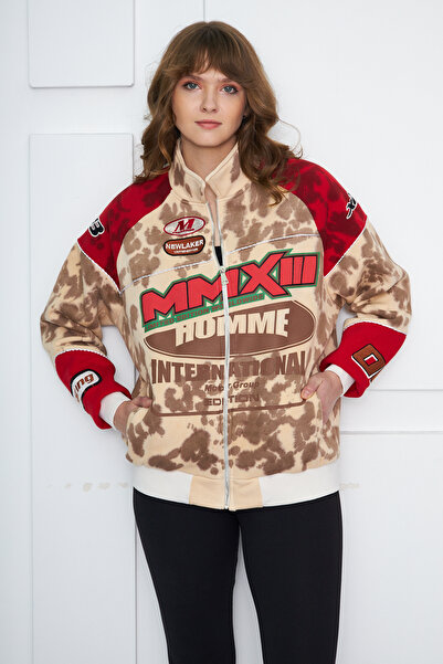 NEWLAKER Куртка-бомбер унісекс оверсайз лімітованої серії з випраним батистом Motosport з фермуаром