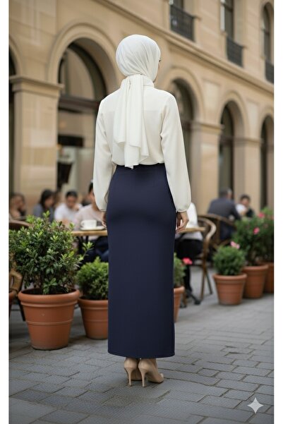 asilmoda Fusta creion neagră, lungă și dreaptă