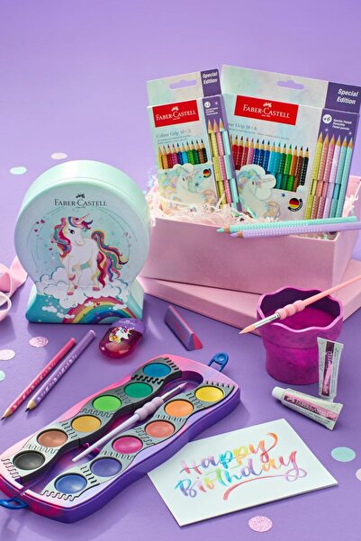 Faber Castell Faber-Castell Unicorn 8+2 Jumbo Grip Boya Kalemi, 10 Farklı Renk Seçeneği, Üçgen Tasarım, Ergonomik