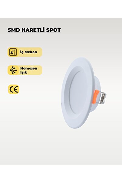 AC AYDINLATMA 5W Smd Led Plastik Spot Beyaz Beyaz Işık 2 Adet