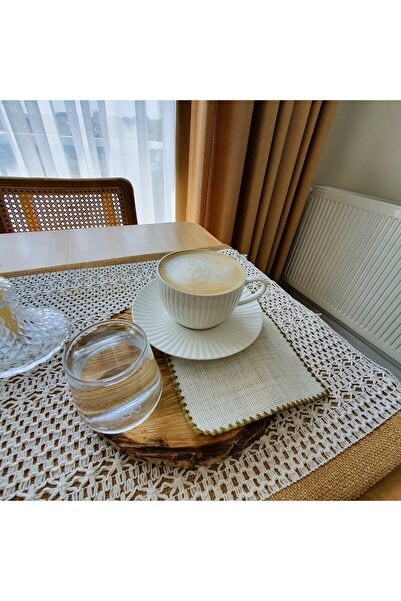 UKC Etamin Işlemelik Sunum Peçetesi - 6 Parça - 15x15cm - Kahve Yanı Sunum Pe...
