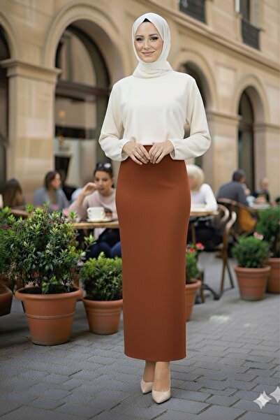 asilmoda Straight Long Black Pencil Skirt