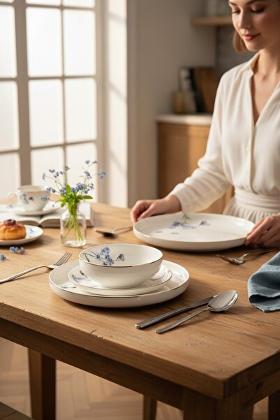 ROY KING BLUE FLOWER 24 PARÇA 6 KİŞİLİK YEMEK TAKIMI