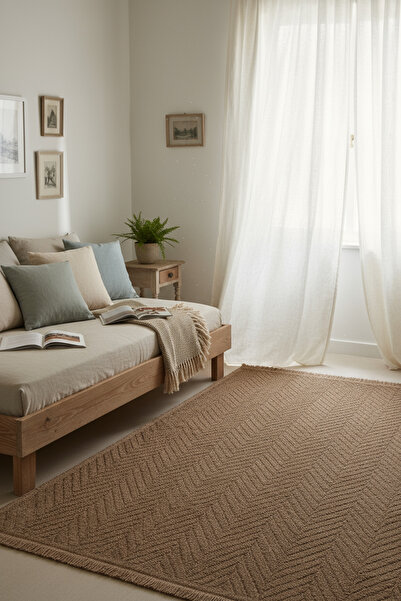 Cool Halı Mirage Kahverengi Kaymaz Tabanlı Makinada Yıkanabilir Bohem Oturma ...