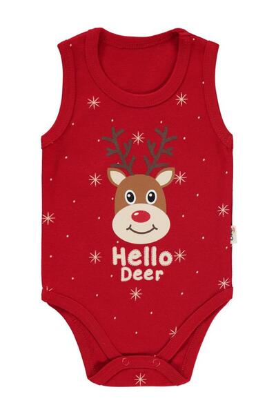 Civil Baby Deer Print 1-18 Months Snap-On Bodysuit - Red 9-12 Months