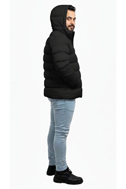 Thiff Ανδρικό πουπουλένιο παλτό με ψηλός λαιμός φερμουάρ