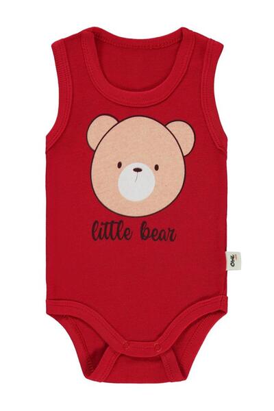 Civil Baby Little Bear Printed 1-36 Months Snap Fastener Bodysuit - Red 9-12 Months