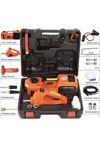 Generic 4-in-1 Electric Car Jack with Inflator, Impact Wrench & Safety Hammer